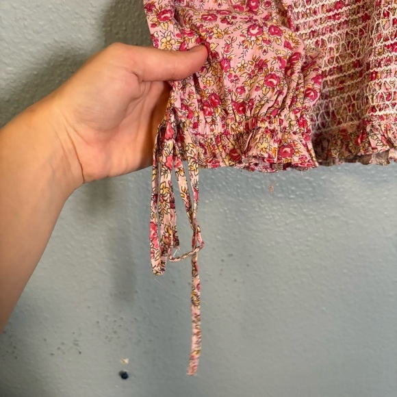 Anthropologie Ranna Gill Floral Pink Smocked Long Sleeve Blouse Size XS Feminine - Picture 7 of 12